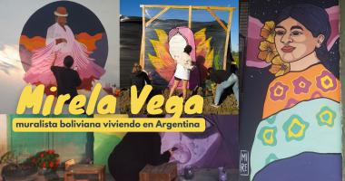 Los murales de Mirela Vega, artista boliviana, viendo en Argentina.